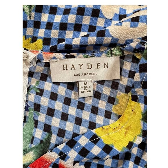 Hayden Los Angeles Gingham & Floral Faux Wrap Dress with Tie Waist – Size M - Picture 2 of 10